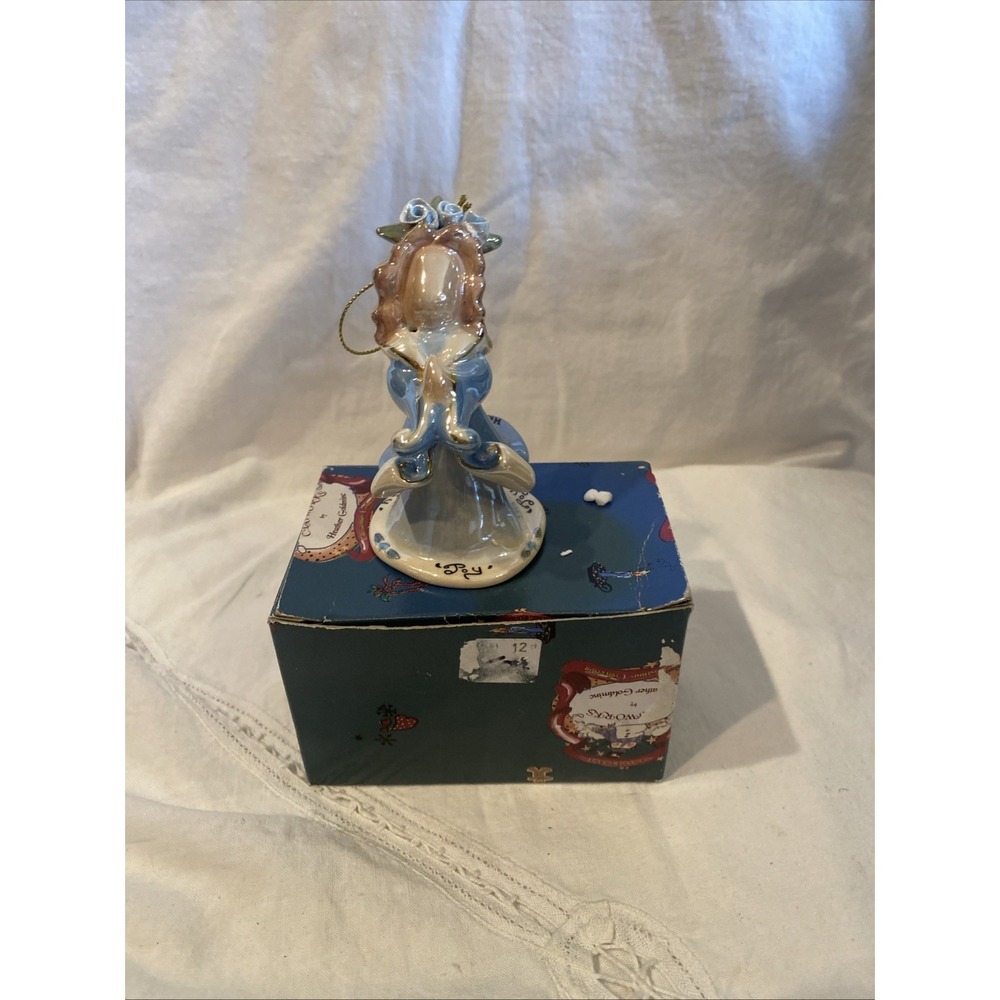 Vintage Heather goldmine Christmas ornament Joy 2001 blue sky corp